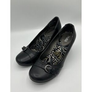 Mudd Womens Faux Leather Chunky Heels  Black Round Toe Y2K Lolita Black Size 8